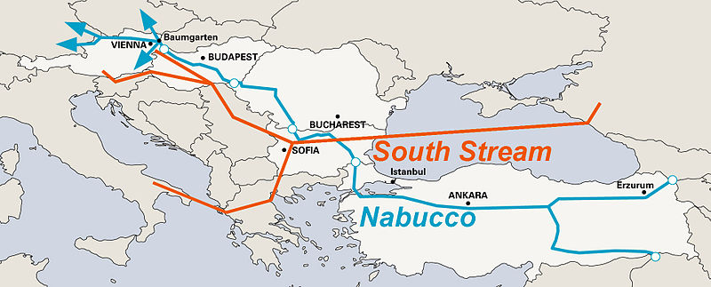 Маршруты газопроводов "Южный поток" и "Набуко"