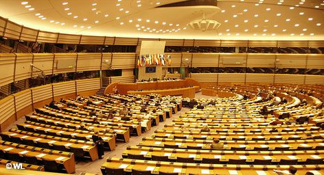Зал пленарных заседаний Брюссельской резиденции Европейского парламента
