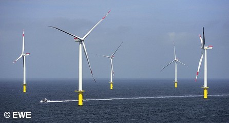 Оффшорный парк ветряных генераторов Riffgat, принадлежащий энергетической компании EWE