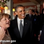 Слева на право: канцлер ФРГ Ангела Меркель, президент США Барак Обама и премьер-министр Великобритании Дэвид Кэмерон.
