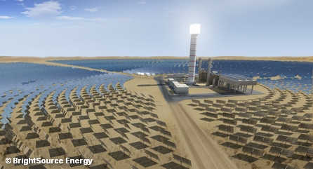 Проект парка солнечный батарей, разработанный компанией BrightSource Energy