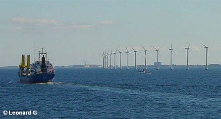 Парк ветроэнергетических установок Миддельгрюнден около Копенгагена