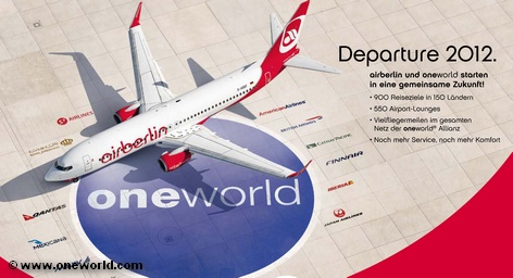 Рекламный флаерс альянса авиакомпаний Oneworld, посвященный присоединению к нему второго по величине немецкого авиаперевозчика Air Berlin